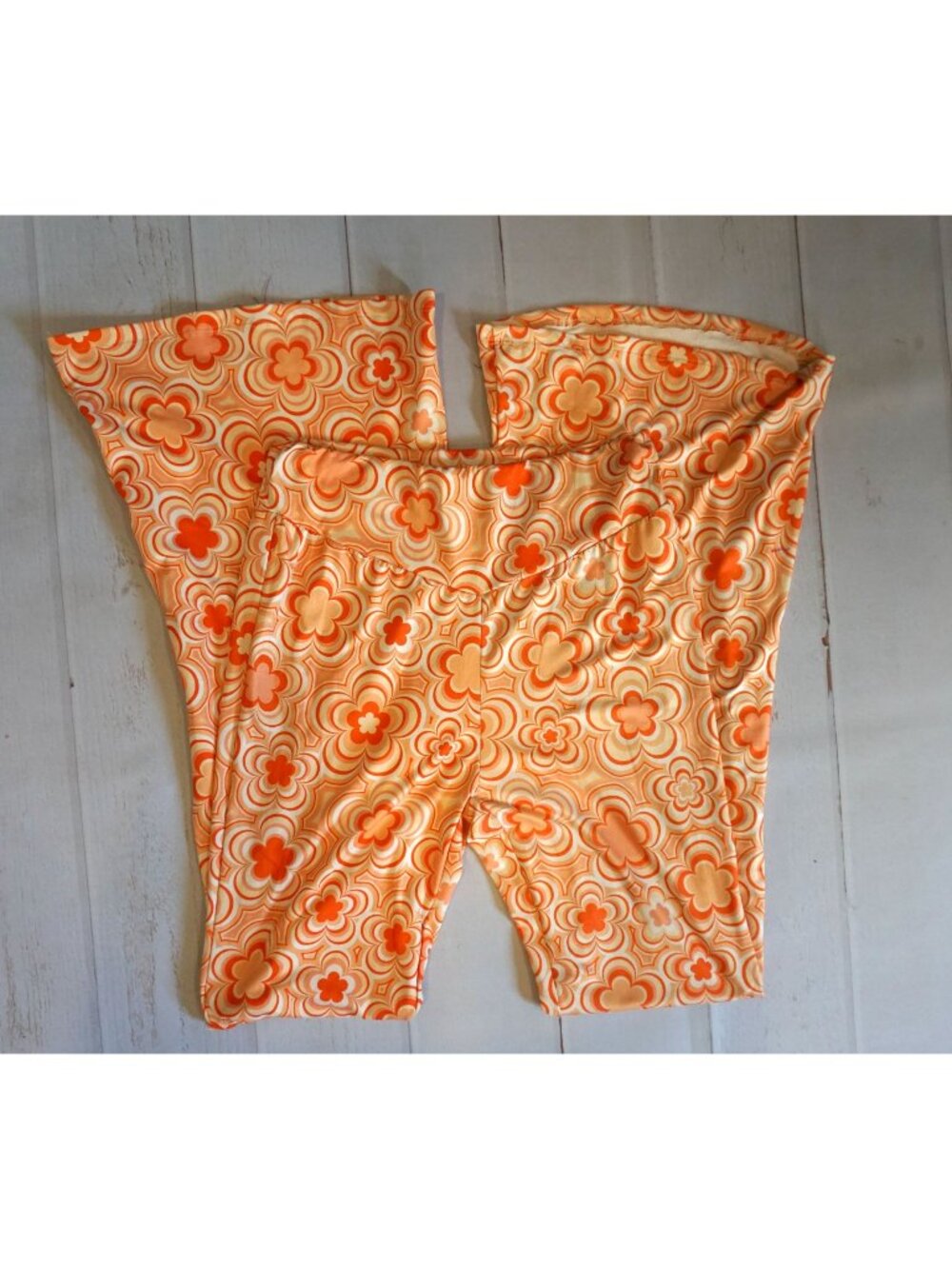 SHEIN Women's Orange Floral Flare Bell Bottom Pants Size M